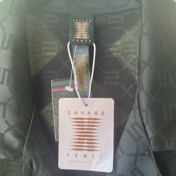 Savage x Fenty Black Caviar Monogram Jacquard Satin Top - Picture 9 of 11